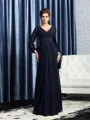 A-Line/Princess V-neck Floor-Length Chiffon Mother of the Bride Dresses With Beading