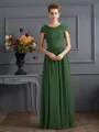 A-Line/Princess Scoop Floor-Length Chiffon Mother of the Bride Dresses With Pleats