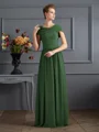 A-Line/Princess Scoop Floor-Length Chiffon Mother of the Bride Dresses With Pleats