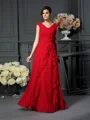 A-Line/Princess V-neck Floor-Length Chiffon Mother of the Bride Dresses With Flower