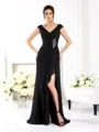 A-Line/Princess V-neck Sweep Train Chiffon Mother of the Bride Dresses With Ruffles