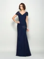 Trumpet/Mermaid V-neck Floor-Length Chiffon Mother of the Bride Dresses With Beading