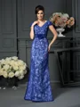 Trumpet/Mermaid V-neck Floor-Length Satin Mother of the Bride Dresses With Appliques Lace