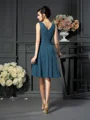A-Line/Princess V-neck Knee-Length Chiffon Mother of the Bride Dresses With Beading