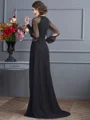 Sheath/Column Scoop Sweep Train Chiffon Mother of the Bride Dresses With Beading