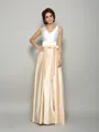 A-Line/Princess V-neck Floor-Length Satin Mother of the Bride Dresses With Bow