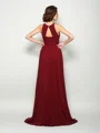A-Line/Princess High Neck Sweep Train Chiffon Mother of the Bride Dresses With Leg Slit