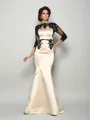 Trumpet/Mermaid Bateau Court Train Satin Mother of the Bride Dresses With Lace