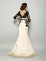 Trumpet/Mermaid Bateau Court Train Satin Mother of the Bride Dresses With Lace