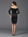 Sheath/Column Off-the-Shoulder Knee-Length Satin Mother of the Bride Dresses With Lace