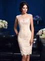 Sheath/Column Sheer Neck Short/Mini Lace Mother of the Bride Dresses With Lace