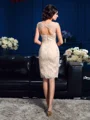 Sheath/Column Sheer Neck Short/Mini Lace Mother of the Bride Dresses With Lace