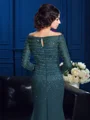Sheath/Column Off-the-Shoulder Sweep Train Chiffon Mother of the Bride Dresses With Beading