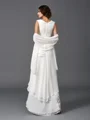 A-Line/Princess Scoop Asymmetrical Chiffon Mother of the Bride Dresses With Lace