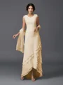 A-Line/Princess Scoop Asymmetrical Chiffon Mother of the Bride Dresses With Lace