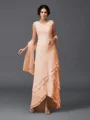 A-Line/Princess Scoop Asymmetrical Chiffon Mother of the Bride Dresses With Lace