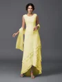 A-Line/Princess Scoop Asymmetrical Chiffon Mother of the Bride Dresses With Lace