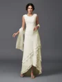 A-Line/Princess Scoop Asymmetrical Chiffon Mother of the Bride Dresses With Lace