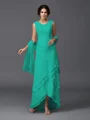 A-Line/Princess Scoop Asymmetrical Chiffon Mother of the Bride Dresses With Lace