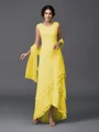 A-Line/Princess Scoop Asymmetrical Chiffon Mother of the Bride Dresses With Lace