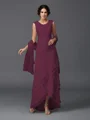 A-Line/Princess Scoop Asymmetrical Chiffon Mother of the Bride Dresses With Lace