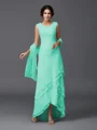A-Line/Princess Scoop Asymmetrical Chiffon Mother of the Bride Dresses With Lace