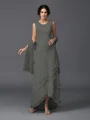 A-Line/Princess Scoop Asymmetrical Chiffon Mother of the Bride Dresses With Lace