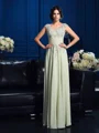 A-Line/Princess V-neck Floor-Length Chiffon Mother of the Bride Dresses With Appliques Lace