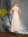A-Line/Princess Straps Tea-Length Chiffon Mother of the Bride Dresses With Appliques Lace