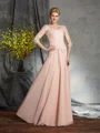 A-Line/Princess Scoop Floor-Length Chiffon Mother of the Bride Dresses With Appliques Lace