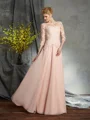 A-Line/Princess Scoop Floor-Length Chiffon Mother of the Bride Dresses With Appliques Lace