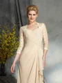 A-Line/Princess Sweetheart Sweep Train Chiffon Mother of the Bride Dresses With Lace