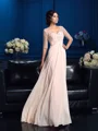 A-Line/Princess V-neck Floor-Length Chiffon Mother of the Bride Dresses With Beading