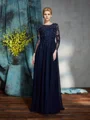 A-Line/Princess Scoop Floor-Length Chiffon Mother of the Bride Dresses With Appliques Lace