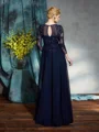 A-Line/Princess Scoop Floor-Length Chiffon Mother of the Bride Dresses With Appliques Lace