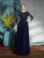 A-Line/Princess Scoop Floor-Length Chiffon Mother of the Bride Dresses With Appliques Lace