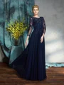 A-Line/Princess Scoop Floor-Length Chiffon Mother of the Bride Dresses With Appliques Lace