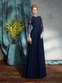 A-Line/Princess Scoop Floor-Length Chiffon Mother of the Bride Dresses With Appliques Lace