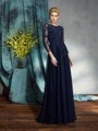 A-Line/Princess Scoop Floor-Length Chiffon Mother of the Bride Dresses With Appliques Lace
