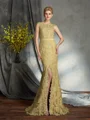 Trumpet/Mermaid Scoop Sweep Train Lace Mother of the Bride Dresses With Lace