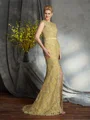 Trumpet/Mermaid Scoop Sweep Train Lace Mother of the Bride Dresses With Lace