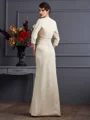 Sheath/Column Square Floor-Length Silk Like Satin Mother of the Bride Dresses With Lace