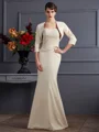 Sheath/Column Square Floor-Length Silk Like Satin Mother of the Bride Dresses With Lace