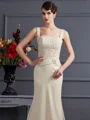 Sheath/Column Square Floor-Length Silk Like Satin Mother of the Bride Dresses With Lace