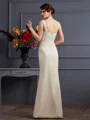 Sheath/Column Square Floor-Length Silk Like Satin Mother of the Bride Dresses With Lace