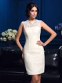 Sheath/Column Jewel Short/Mini Lace Mother of the Bride Dresses With Lace