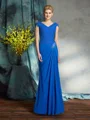 Sheath/Column V-neck Floor-Length Chiffon Mother of the Bride Dresses With Lace