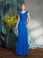 Sheath/Column V-neck Floor-Length Chiffon Mother of the Bride Dresses With Lace