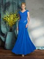 Sheath/Column V-neck Floor-Length Chiffon Mother of the Bride Dresses With Lace