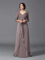 A-Line/Princess V-neck Floor-Length Chiffon Mother of the Bride Dresses With Lace